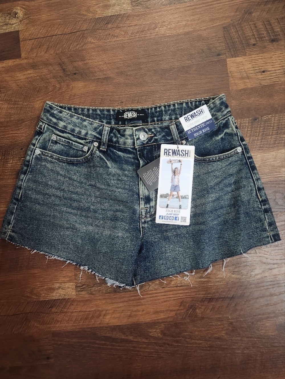Rewash Women's High-Rise Denim Cutoff Shorts in Dark Wash